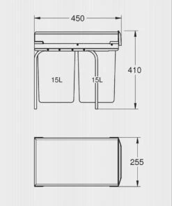 GROHE Inbouw Prullenbak - 2 Afvalbakken (2x15L) - 40855000 -Mepal shop 1000x1200 3
