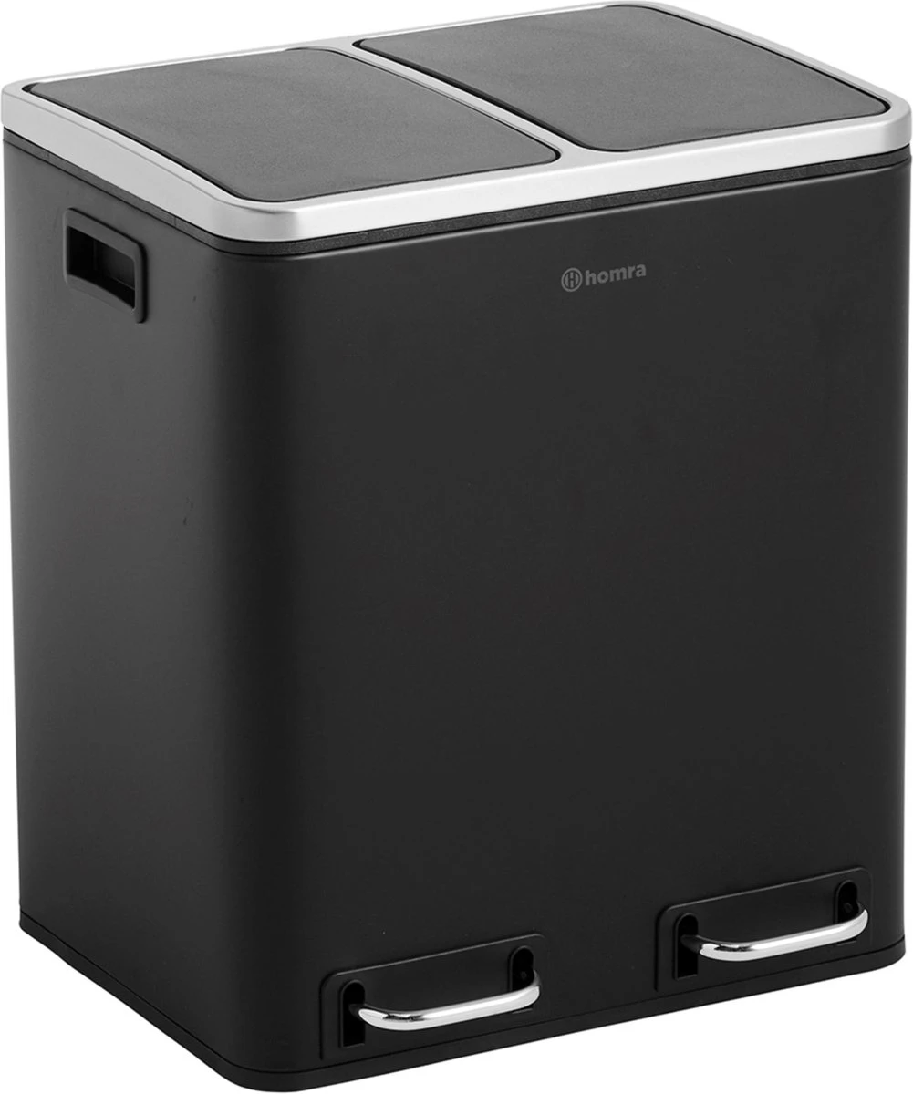 Homra BLINQ Afvalscheiding Prullenbak Met 2 Vakken - 2 X 15 L Inhoud - Duo Pedaalemmer Zwart - Afvalemmer 30 Liter - Recycle Afvalbak - Zwarte Afvalscheidingsprullenbak - Hygiënisch Afval Scheiden - Keuken Vuilbak - Kantoor 3 Homra BLINQ Afvalscheiding Prullenbak Met 2 Vakken - 2 X 15 L Inhoud - Duo Pedaalemmer Zwart - Afvalemmer 30 Liter - Recycle Afvalbak - Zwarte Afvalscheidingsprullenbak - Hygiënisch Afval Scheiden - Keuken Vuilbak - Kantoor