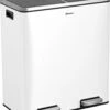 Afvalscheidingsprullenbak 2 Vakken Wit – 60 L (2x30 Liter) Pedaalemmer Homra QUICKX – Design Duo Afvalemmer RVS - Afval Scheiden - Recycle Afvalbak - Hygiënisch Pedaal - Dubbele Vuilnisbak - Keuken Vuilbak - Kantoor Prullenbak -Mepal shop 1004x1200 2