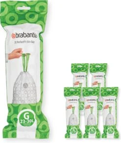 Brabantia PerfectFit Vuilniszakken - 23 - 30 L - Code G - 6 Rollen X 20 Stuks