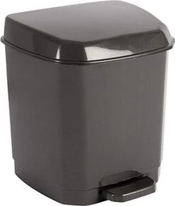 Donkergrijze Pedaalemmer Vuilnisbak/prullenbak 7 Liter 21 X 22 X 26 Cm - Kunststof/plastic Vuilnisemmer- Dameshygiene Afvalbak Voor Toilet/badkamer