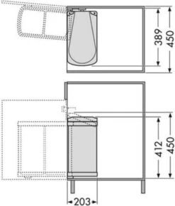 Hailo Inbouw Prullenbak - 2x8 L - RVS - Zwart -Mepal shop 1023x1200 2