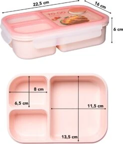 Lock&Lock Lunchbox - Bento Box - Salade Lunchbox - Met 3 Compartimenten - Met Dressing/Saus Bakje - Volwassenen En Kinderen - To Go - Lekvrij - BPA Vrij - 980 Ml - Roze -Mepal shop 1025x1200 2