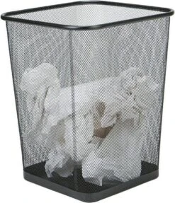 Merkloos Decopatent® Design Vierkant Prullenbak Voor Kantoor - Papierbak - Mesh Metaal - Papiermand - Prullenmand Voor Onder Bureau - Zwart -Mepal shop 1031x1200