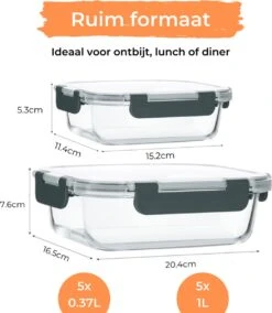 Formilo Meal Prep Bakjes - Lekvrije Vershoudbakjes - Diepvriesbakjes - Luchtdicht - BPA Vrij - Glas - 10 Stuks -Mepal shop 1043x1200 2