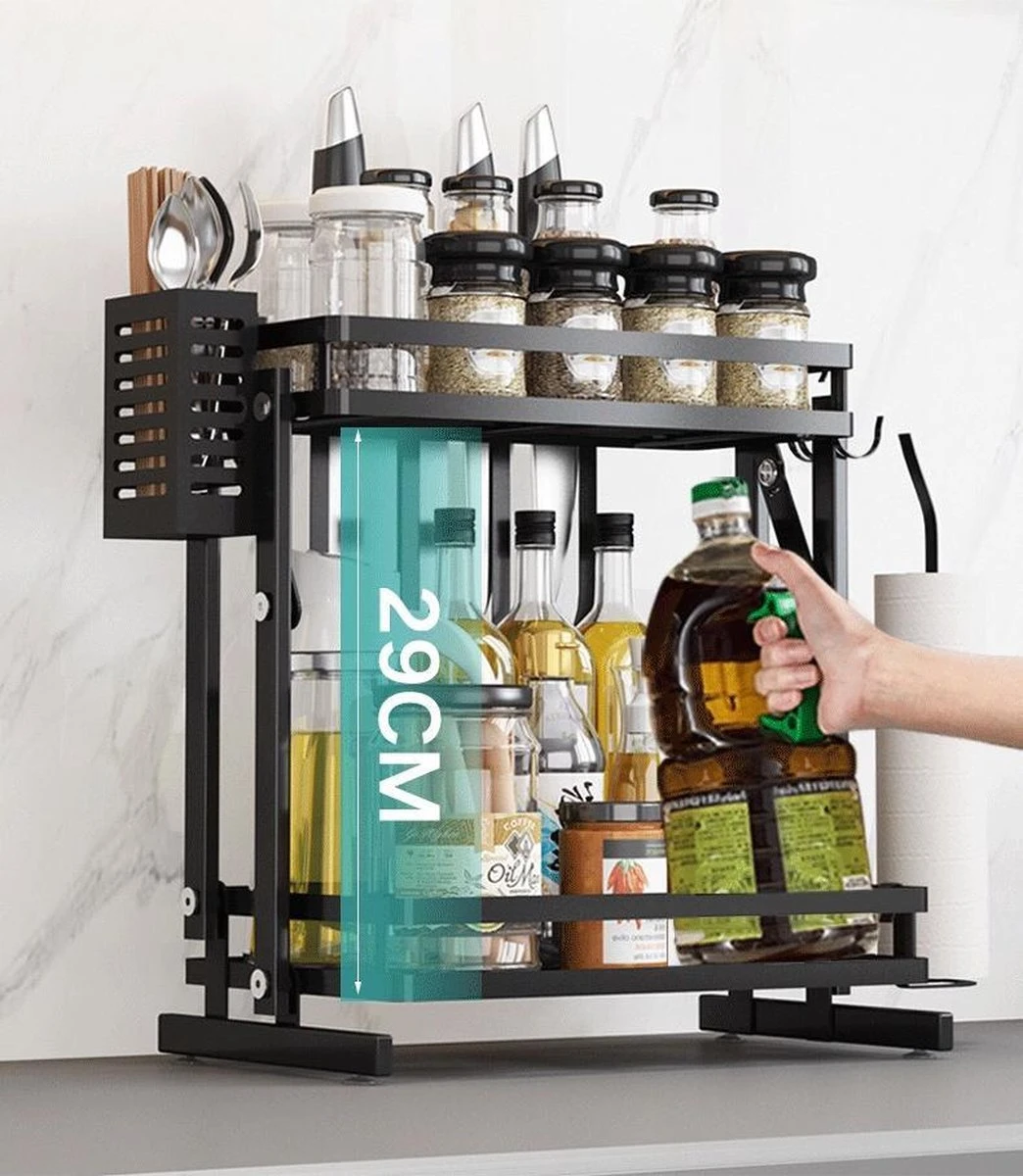 TammaT - Kruidenrek - Kruidenrek Staand - Inklapbare Keukenrek - 3-laags 35x21x56,5CM - Keuken Organizer - Aanrecht Organizer - Keuken Opslag - Roestvrij Staal - Opbergrek - Keuken Organizers - Roestvrij En Krasvrij 15 TammaT - Kruidenrek - Kruidenrek Staand - Inklapbare Keukenrek - 3-laags 35x21x56,5CM - Keuken Organizer - Aanrecht Organizer - Keuken Opslag - Roestvrij Staal - Opbergrek - Keuken Organizers - Roestvrij En Krasvrij - Afbeelding 13