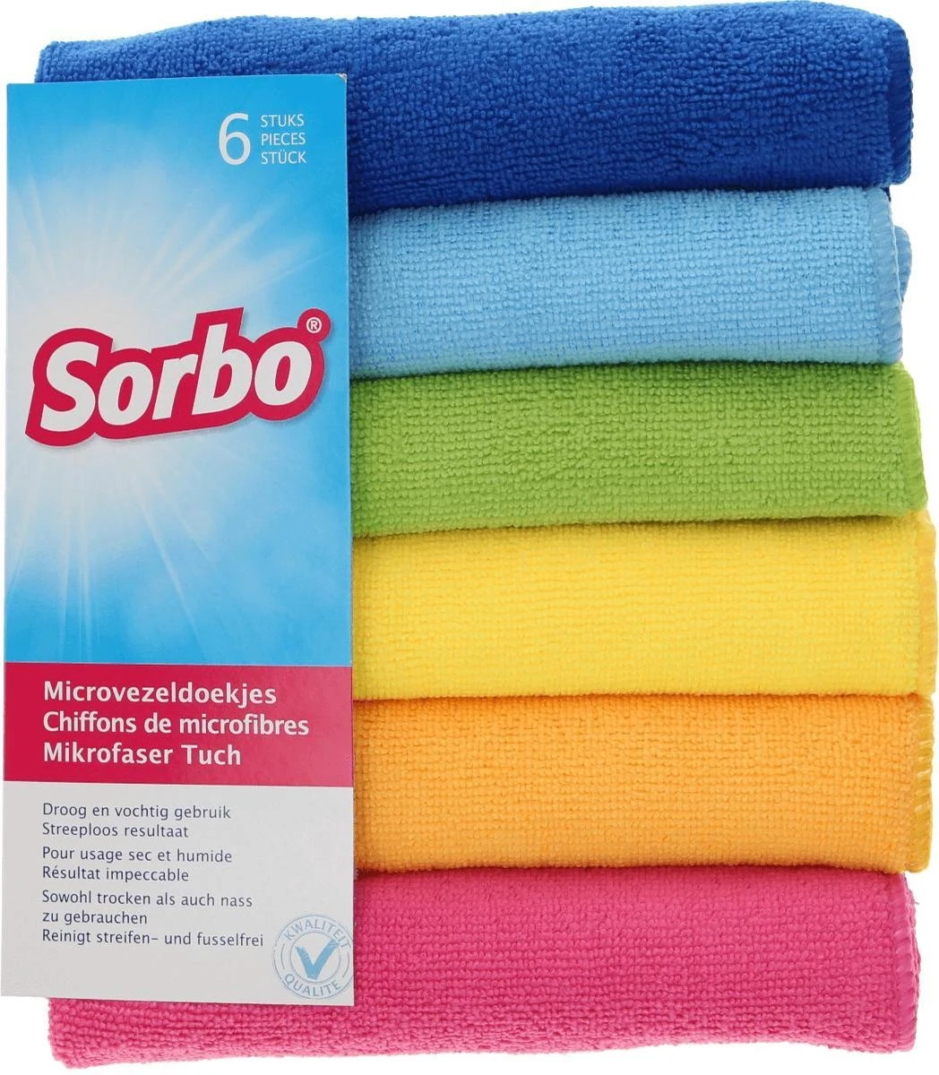 Sorbo Microvezeldoek - 6 Stuks - Assorti 9 Sorbo Microvezeldoek - 6 Stuks - Assorti - Afbeelding 7