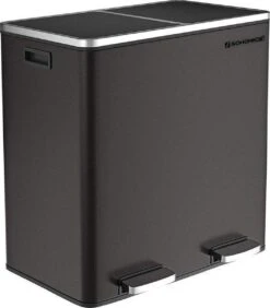 Songmics - Prullenbak - 60 Liter Inhoud (2x30) - Met 2 Gescheiden Bakken - RVS - Zwart -Mepal shop 1050x1200 1