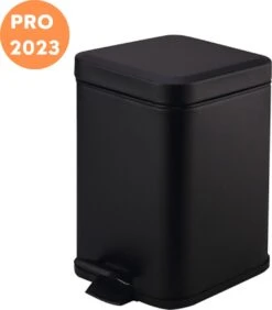 Oneiro's Klassieke Pedaalemmer BAS PRO Zwart - 16 X 16 X H27 - 3L - Metaal - Toilet - Badkamer