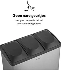Homra STEPHS Afvalscheiding Prullenbak Met 3 Vakken - 3 X 20L Inhoud - Trio Pedaalemmer - 60 Liter - Vingerafdrukvrij - Vuilafstotend - Anti-slip - Hoogwaardig RVS - Duurzaam ABS Kunststof - RVS - Hygiënisch Recyclen - Afvalscheidingsprullenbak -Mepal shop 1059x1200 1