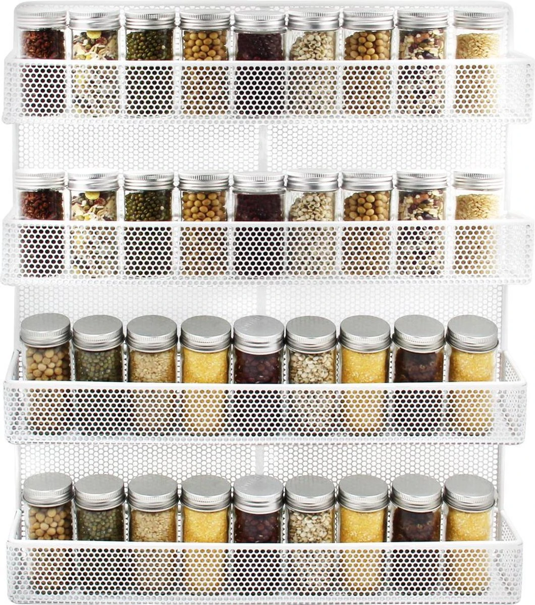 QUVIO Groot Kruidenrek - Staal - Wit - Ophangbaar - Voor 32 Kruidenpotjes - 4 Laags 3 QUVIO Groot Kruidenrek - Staal - Wit - Ophangbaar - Voor 32 Kruidenpotjes - 4 Laags