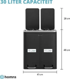 Homra BLINQ Afvalscheiding Prullenbak Met 2 Vakken - 2 X 15 L Inhoud - Duo Pedaalemmer Zwart - Afvalemmer 30 Liter - Recycle Afvalbak - Zwarte Afvalscheidingsprullenbak - Hygiënisch Afval Scheiden - Keuken Vuilbak - Kantoor 16 Homra BLINQ Afvalscheiding Prullenbak Met 2 Vakken - 2 X 15 L Inhoud - Duo Pedaalemmer Zwart - Afvalemmer 30 Liter - Recycle Afvalbak - Zwarte Afvalscheidingsprullenbak - Hygiënisch Afval Scheiden - Keuken Vuilbak - Kantoor -Mepal shop 1060x1200