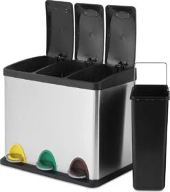 Jago - Afvalbak - 24 Liter Met 3 Vakken Voor In De Keuken - RVS Met Binnenemmer - Handvat - Deksel - Afvalscheidingssysteem - Pedaalemmer (24 Liter (3 X 8L) - Prullenbak - Vuilnisbak - Vuilnisemmer 19 Jago - Afvalbak - 24 Liter Met 3 Vakken Voor In De Keuken - RVS Met Binnenemmer - Handvat - Deksel - Afvalscheidingssysteem - Pedaalemmer (24 Liter (3 X 8L) - Prullenbak - Vuilnisbak - Vuilnisemmer -Mepal shop 1062x1200 3