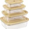 Navaris Glazen Vershoudbakjes - Set Van 4 - Meal Prep Bakjes Met Bamboe Deksel - 4x Vershouddoos Van Glas - BPA-vrij - Bakjes In 4 Maten -Mepal shop 1066x1200 2