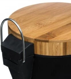 Merkloos Stijlvolle Prullenbak Met Bamboe Deksel – Zwart / Hout – Klein Formaat - 3L - Badkamer / Wc / Keuken / Kantoor / Horeca Prullenbak -Mepal shop 1076x1200 3