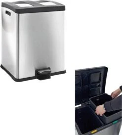 EKO Rejoice Prullenbak - 2x 30 L - Mat RVS -Mepal shop 1085x1200