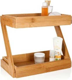 Merkloos Decopatent® 2 Laags Keuken Opbergrek - Staand Rek 2 Etages - Keukenrek - Bamboe Hout - Etagere Rek - Kruidenrek - Keuken Organizer -Mepal shop 1086x1200 6