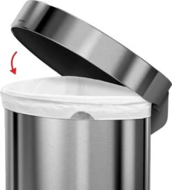 Simplehuman Semi Round Prullenbak - 60 L - Rvs - Zilverkleurig - Incl Liner Pocket -Mepal shop 1089x1200 1