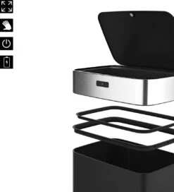 Stangvollby Gimo Sensor Prullenbak - 45 Liter - RVS - Zwart - Automatische Soft Close Deksel - Zwarte Keuken Afvalemmer - Kantoor Vuilbak - Scandinavisch Design - Infrarood Bewegingssensor - 50 Liter Afvalbak - Vingerafdrukvrij - Hygiënisch -Mepal shop 1089x1200 3