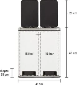Homra BLINQ Afvalscheiding Prullenbak Met 2 Vakken - 2 X 15 L Inhoud - Duo Pedaalemmer Wit - Afvalemmer 30 Liter - Recycle Afvalbak - Witte Afvalscheidingsprullenbak - Hygiënisch Afval Scheiden - Keuken Vuilbak - Kantoor 22 Homra BLINQ Afvalscheiding Prullenbak Met 2 Vakken - 2 X 15 L Inhoud - Duo Pedaalemmer Wit - Afvalemmer 30 Liter - Recycle Afvalbak - Witte Afvalscheidingsprullenbak - Hygiënisch Afval Scheiden - Keuken Vuilbak - Kantoor -Mepal shop 1090x1200 1