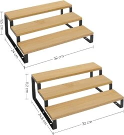 Kruidenrekken, Set Van 2, Keukenrekken, Met 3 Planken, Bamboe, Uitschuifbaar, Stapelbaar, Voor Keuken, Werkblad, Zwart -Mepal shop 1096x1200 6
