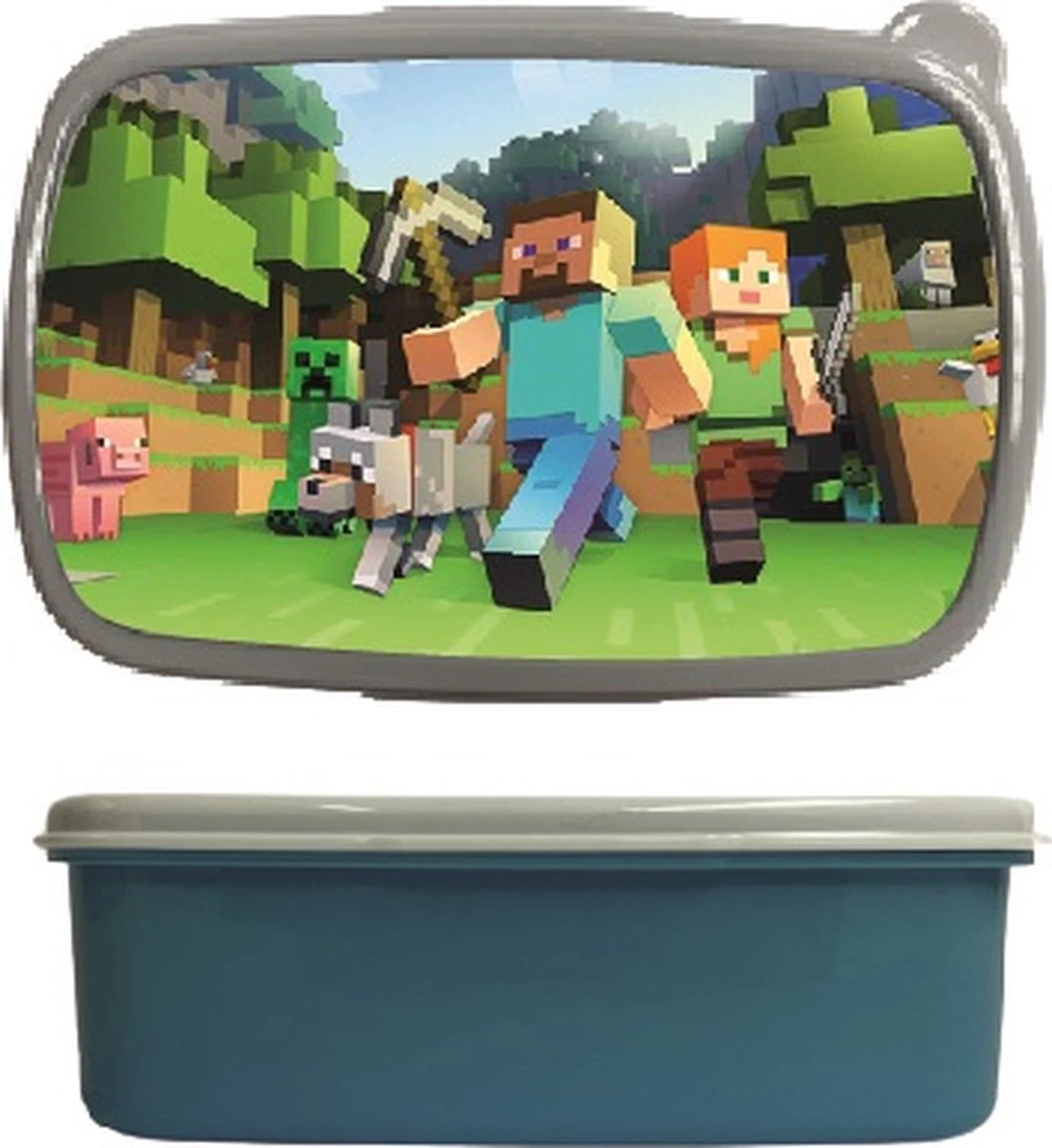 Broodtrommel - Lunchbox - Minecraft - Blauw - Schoolspullen 3 Broodtrommel - Lunchbox - Minecraft - Blauw - Schoolspullen