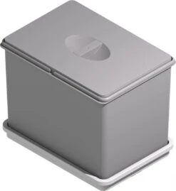 Eleganca Afvalbak 14 Liter - Vuilnisbak - Geschikt Voor Plaatsing In Een Keukenkast - Prullenbak Met Inzetrand - Afvalemmer Met Plateau - Opberg Emmer - Grijs - B21,9xD31xH24,8cm -Mepal shop 1102x1200