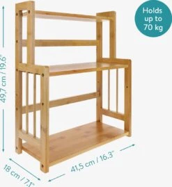 Navaris Keukenrek Met 3 Planken - Verstelbaar Kruidenrek Van Bamboe - Staand - Stevige Constructie - Natuurlijk Bamboehout - Waterafstotend -Mepal shop 1102x1200 5