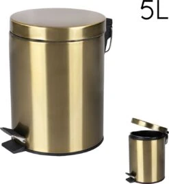 Differnz Pedaalemmer Mat Goud – Prullenbak Badkamer – Afvalbakje – 5 Liter -Mepal shop 1104x1200 1