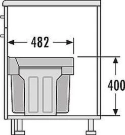 Hailo Tandem De Luxe - Inbouw Prullenbak - 31 Liter Inhoud - 25 X 40 X 49 Cm - Met 2 Compartimenten - Grijs -Mepal shop 1105x1200 1