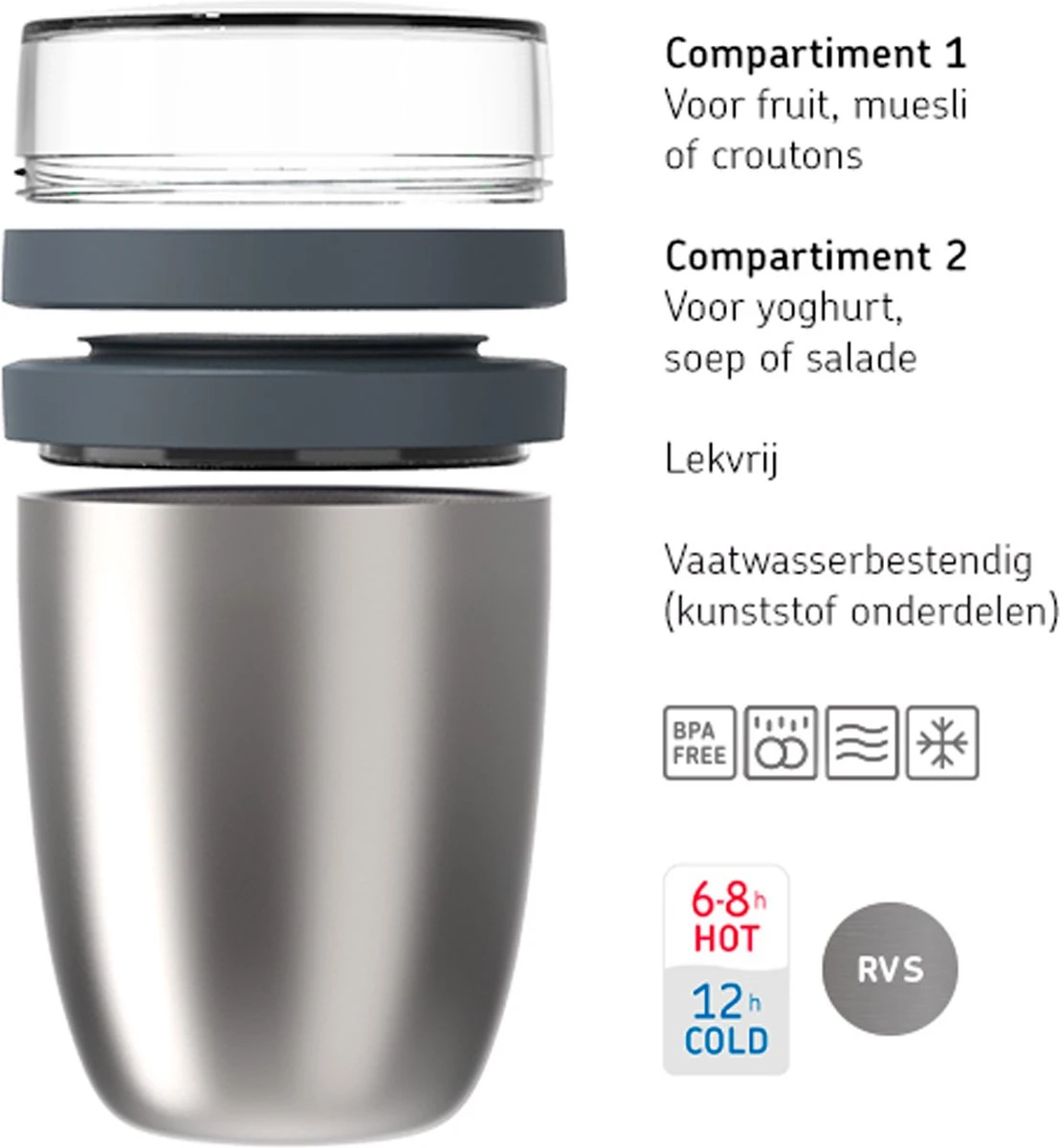 Mepal – Isoleer Lunchpot Ellipse – Houdt Je Eten 6-8 Uur Warm En 12 Uur Koud – Nordic Pink – 2 Compartimenten – Soep Beker To Go – Yoghurt Beker Muesli - Thermos Lunchbox 5 Mepal – Isoleer Lunchpot Ellipse – Houdt Je Eten 6-8 Uur Warm En 12 Uur Koud – Nordic Pink – 2 Compartimenten – Soep Beker To Go – Yoghurt Beker Muesli - Thermos Lunchbox - Afbeelding 3