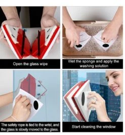 Merkloos Magnetische Raamwisser - Ruitenreiniger - Dubbel Glas - Rood - 5-24 Mm Glas -Mepal shop 1113x1200 1
