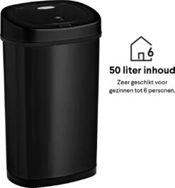 Homra FONIX Sensor Prullenbak Zwart 50 Liter - Automatische Soft Close Deksel - 50L - Zwarte Afvalemmer - Infrarood Sensor - Vuilnisbak Met Elektrische Deksel - Sensorbediening - Vingerafdrukvrij - Vuilafstotend - Zwarte Keuken En Kantoor Vuilbak -Mepal shop 1113x1200 5