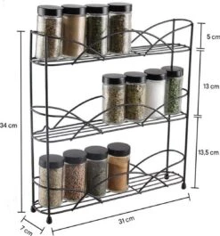 Zindoo - Kruidenrek - Standaard - 3-laags - Ophangbaar - 18 Kruiden Potjes - Anti-slip Pootjes - Spice Rack - Specerijenrek - Keukenorganizer - Keukenaccessoires -Mepal shop 1120x1200 4