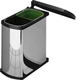 Hailo Inbouw Prullenbak - 2x8 L - RVS - Zwart -Mepal shop 1128x1200 4