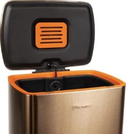 Homra Koniq Prullenbak Met Pedaal - 50 Liter - RVS - Pedaalemmer - Automatisch Lucht Filter - Odor Control - 50L Capaciteit - Soft Close Deksel - Afvalemmer - Design - Hygiënisch - Koper -Mepal shop 1129x1200