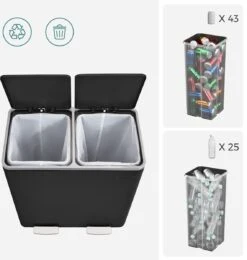 O'DADDY® Prullenbak Afvalscheiding - Vuilnisbak 60L (2x 30L) - Pedaalemmer - 59 X 65 X 32 Cm - Zwart 18 O'DADDY® Prullenbak Afvalscheiding - Vuilnisbak 60L (2x 30L) - Pedaalemmer - 59 X 65 X 32 Cm - Zwart -Mepal shop 1139x1200 1