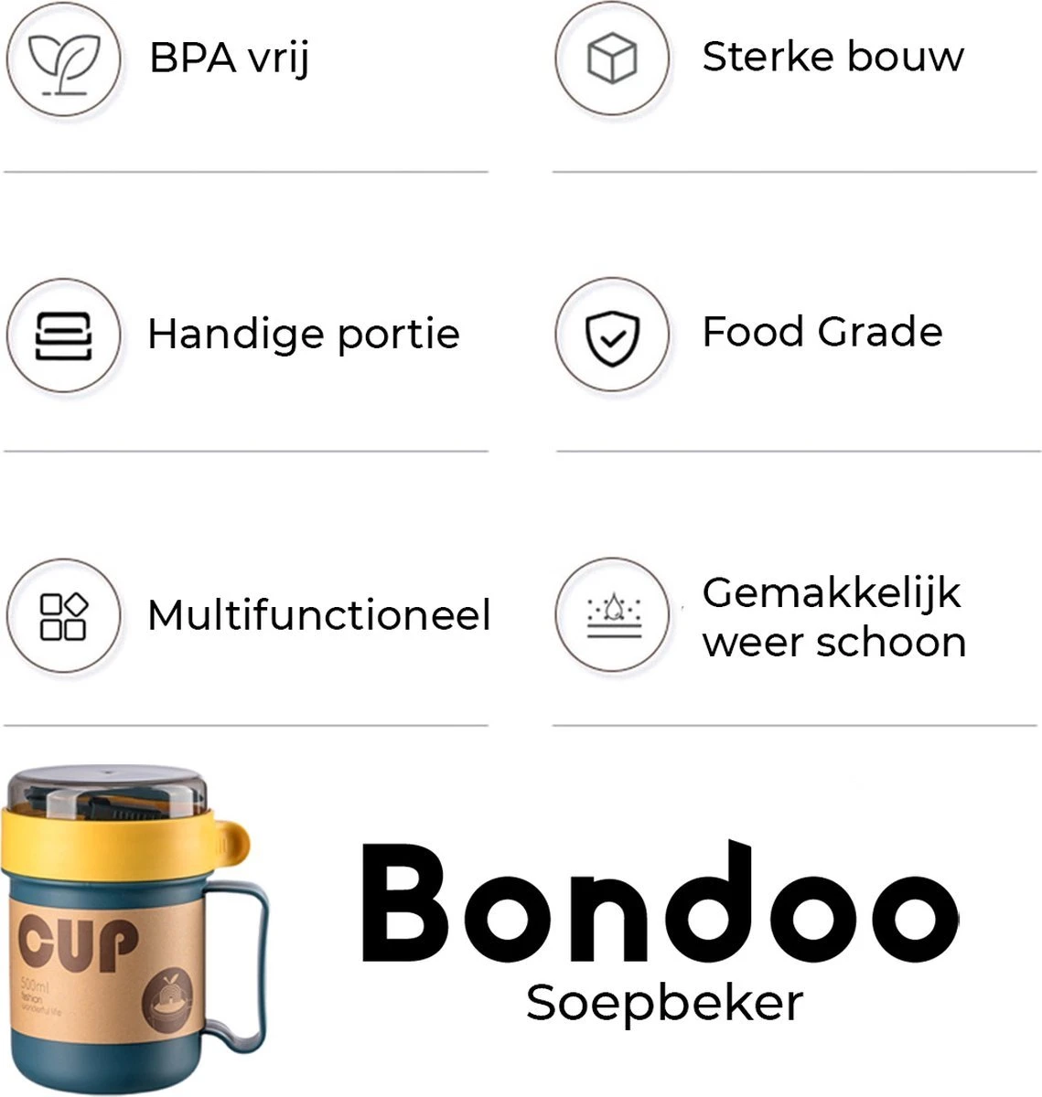 Soepbeker Magnetron 500ml- Milieuvriendelijk - Hitte Bestendige Beker - Lunchcontainer - Yoghurt To Go - Soepbeker To Go - Inclusief Lepel/vork - Donker Blauw 14 Soepbeker Magnetron 500ml- Milieuvriendelijk - Hitte Bestendige Beker - Lunchcontainer - Yoghurt To Go - Soepbeker To Go - Inclusief Lepel/vork - Donker Blauw - Afbeelding 12