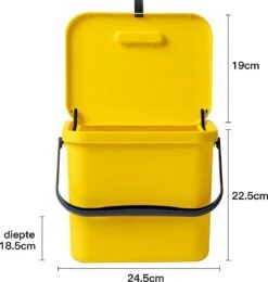 Homra Wall-up Prullenbak | Inbouwprullenbak Ophangbaar Met Plakstrip | GFT Vuilbak | Werkblak Afvalbak | Draagbare Vuilnisemmer | 8L Inhoud | Geel -Mepal shop 1141x1200 1