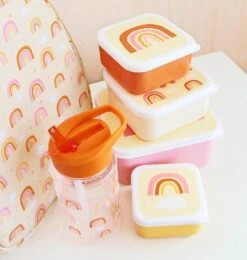 A Little Lovely Company - Brooddoos - Broodtrommel - Lunch & Snack Box Set Van 4 - Regenbogen -Mepal shop 1142x1200 2
