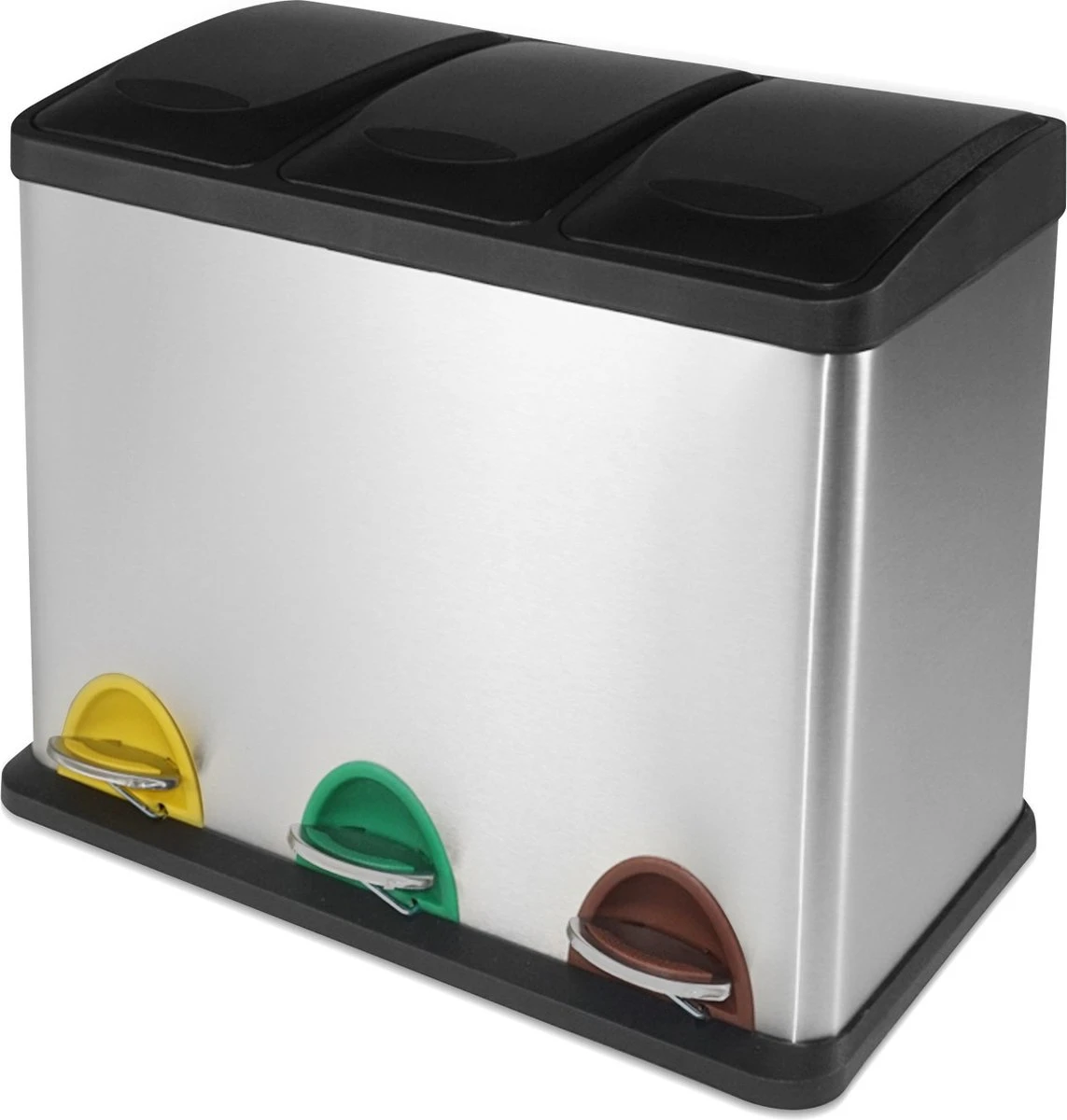 Jago - Afvalbak - 24 Liter Met 3 Vakken Voor In De Keuken - RVS Met Binnenemmer - Handvat - Deksel - Afvalscheidingssysteem - Pedaalemmer (24 Liter (3 X 8L) - Prullenbak - Vuilnisbak - Vuilnisemmer 6 Jago - Afvalbak - 24 Liter Met 3 Vakken Voor In De Keuken - RVS Met Binnenemmer - Handvat - Deksel - Afvalscheidingssysteem - Pedaalemmer (24 Liter (3 X 8L) - Prullenbak - Vuilnisbak - Vuilnisemmer - Afbeelding 4