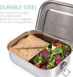 Navaris RVS Broodtrommel Met Verdeler - Meal Prep Bakje - Vershouddoos - Lunchbox - 17 X 13 X 6 Cm - Inhoud 0,8 Liter - Vaatwasbestendig -Mepal shop 1146x1200 10
