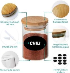 Quality Needz - Voorraadbussen - 250 ML - Glazen Potjes Met Deksel - Kruidenpotjes - 10 Delige Set - BPA-vrij - Gratis Pen & Herschrijfbare Stickers -Mepal shop 1149x1200 5