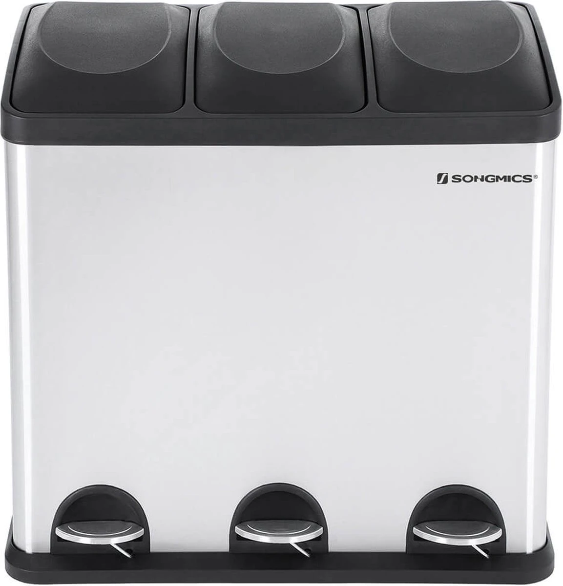 NumberOne® Afvalscheider Prullenbak 54 Liter (3 X 18 L) - Gemaakt Van Roestvrijstaal - Geurloos - Met Pedalen - Inclusief Binnenemmer 3 NumberOne® Afvalscheider Prullenbak 54 Liter (3 X 18 L) - Gemaakt Van Roestvrijstaal - Geurloos - Met Pedalen - Inclusief Binnenemmer