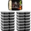 Meal Prep Bakjes - 14 Stuks - 3 Compartimenten - Lunchbox - Diepvriesbakjes - Vershoudbakjes - Plastic Bakjes Met Deksel - Magnetron Bakjes Met Deksel - Meal Prep - Vershouddoos - 1L - BPA Vrij - Fitcrafters