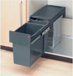 Hailo Tandem De Luxe - Inbouw Prullenbak - 31 Liter Inhoud - 25 X 40 X 49 Cm - Met 2 Compartimenten - Grijs -Mepal shop 1158x1200 1