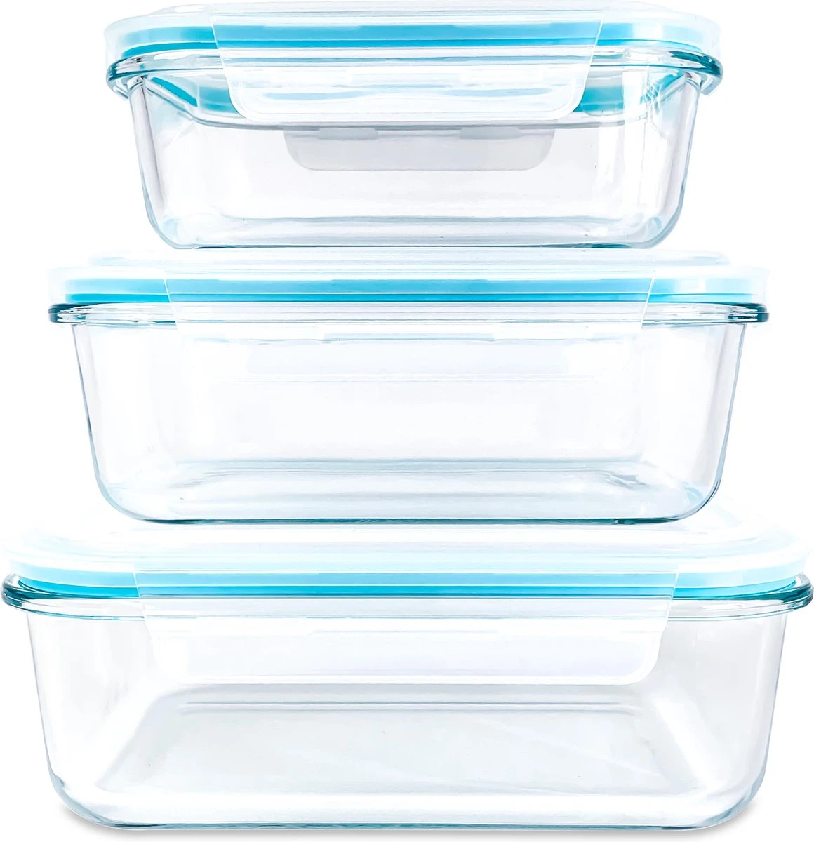 Merkloos Glazen Vershoudbakjes - Vershoudbakje 3 Stuks - Meal Prep Bakjes - Luchtdicht - Glas 4 Merkloos Glazen Vershoudbakjes - Vershoudbakje 3 Stuks - Meal Prep Bakjes - Luchtdicht - Glas - Afbeelding 2