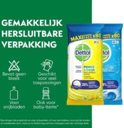 Dettol - 320 Schoonmaakdoekjes Power & Fresh - Citrus 2x80 - Oceanfris 2x80 -Mepal shop 1161x1200 1