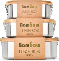 Bamboe Lunch Box 1400 Ml | Broodbox | Ecologisch | Roestvrijstalen Lunchbox | Bentobox No Leak | Smaakloos | Bamboe Grote Broodtrommel | Lunchbox Volwassenen | Lunchbox RVS Bamboe | Bambaw -Mepal shop 1164x1200 1