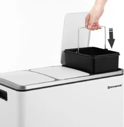 Hoppa! Keukenafvalbak, Afvalscheidingssysteem, 3 X 18L, 3 Vakken Pedaalemmer, Afvalbak, Softclose, Met Voetpedalen, Kunststof Binnenemmers En Handgrepen, Wit -Mepal shop 1172x1200 2